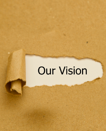 Image of paper peeled back to reveal the words "Our Vision".