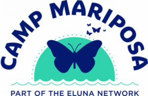 Logo for Camp Mariposa, with text saying "part of the Eluna network".